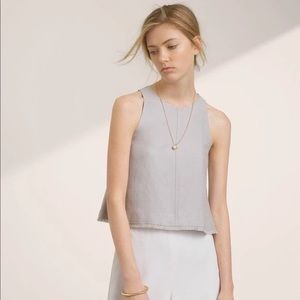 Wilfred Aritzia Octave Linen Tank Blouse Lavender Raw Hem Trapeze Shape